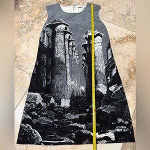 Navy blue A-Line Dress with Greek Archeological Ruins